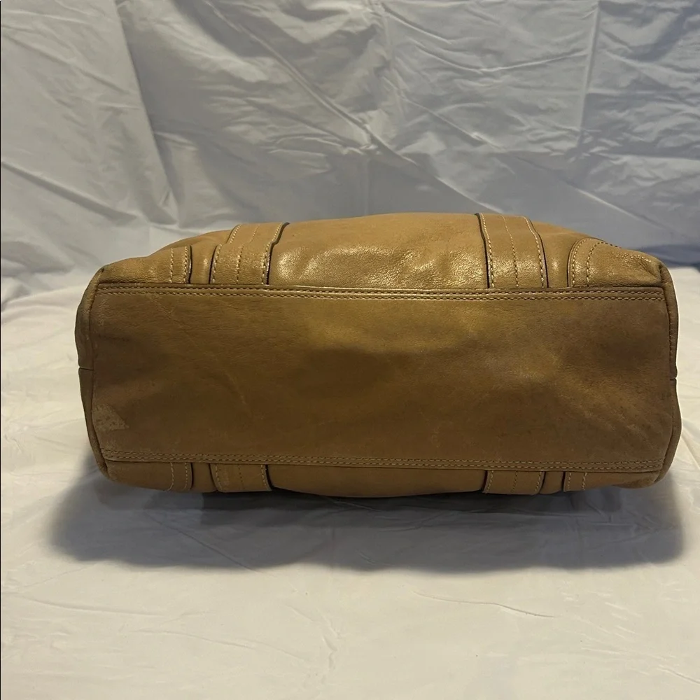 Coach Hampton Tan Leather Top Handle Zipper Closure Tote Shoulder Bag Purse